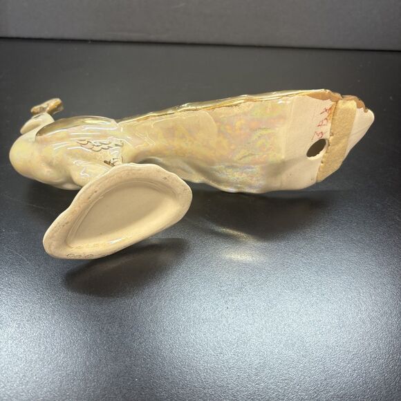 Regal Bel-Air Pottery USA Gold Lusterware Peacock Set of 2 - Picture 6 of 8